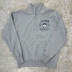 UConn Huskies Pullover Mens Medium Gray 1/4 Zip Long Sleeve Sweater Sweatshirt