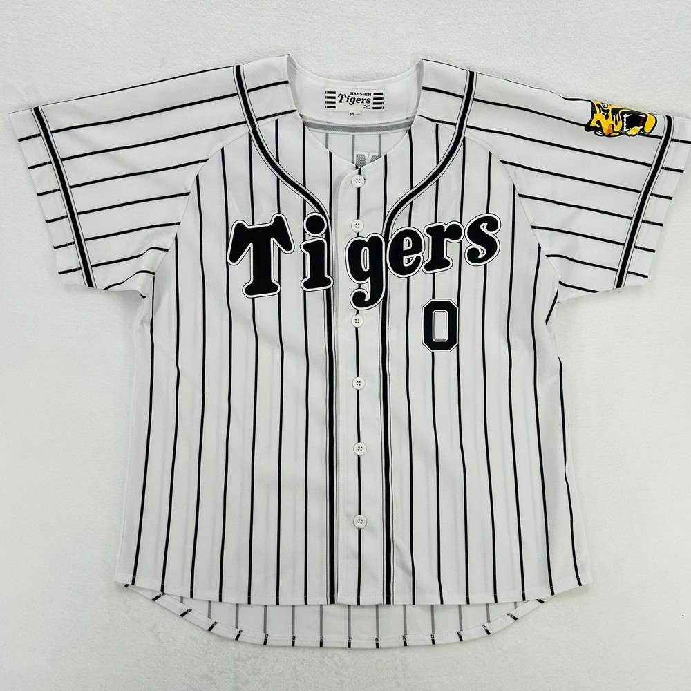 Hanshin Tigers Jersey Mens Medium White Japan NPB Baseball Osaka Yamato 0 Mizuno