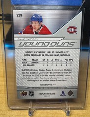 LANE HUTSON 2024-25 UPPER DECK SERIES 1 YOUNG GUNS OUTBURST SILVER RC #229