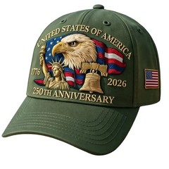 USA 250th Anniversary Patriotic Baseball Cap Adjustable Men Bald Eagle Liberty