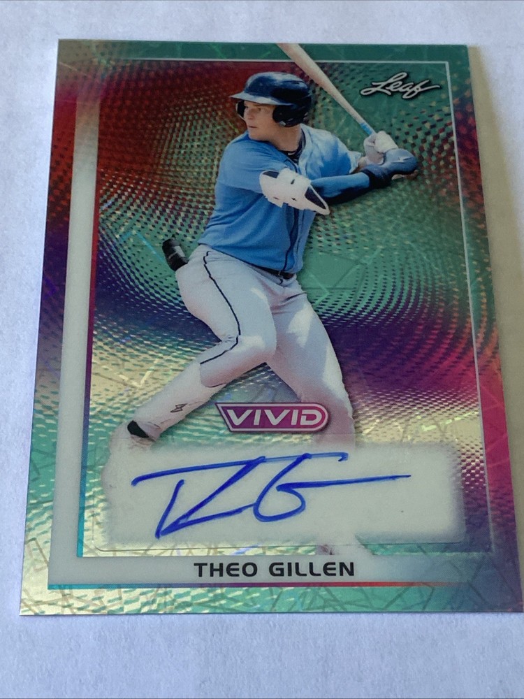 💎 THEO GILLEN Teal Lazer Auto 7/35 💎 2026 Leaf Vivid – Tampa Bay Rays BA-TG1