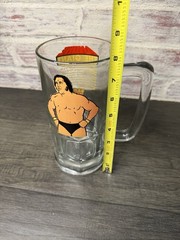 Vintage 1985 Andre The Giant WWF Titan Sports Glass Beer Mug Wrestling