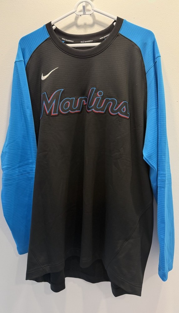 Nike Miami Marlins Authentic Collection Game Time Long Sleeve Shirt Mens XL NWT