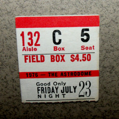 Houston Astros 7/23/1976 Ticket Stub vs SF Giants Jim Barr CG 4 Hitter Shut Out