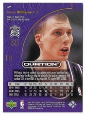 2000-01 Upper Deck Ovation Basketball Jason Williams Card #47 Sacramento Kings