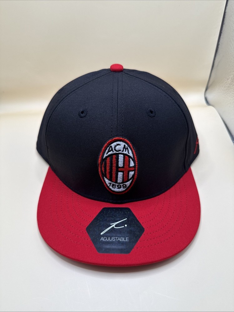 NEW! AC Milan Black/Red Fi Collection Adjustable Snapback Hat – One Size