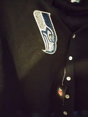 Seahawks Blackout Pauncho Knit Bead Logo Nwt