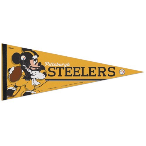 PITTSBURGH STEELERS MICKEY MOUSE DISNEY PREMIUM QUALITY PENNANT 12&Prime;X30&Prime; BANNER