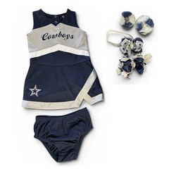 NFL team apparel Cowboys Cheerleader Outfit Baby Girls Navy White 6 Pc Set 24 M