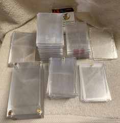 Trading Card Holders lot of 75 – 11 – 4 screw, 11 – 1 screw, 50 – Snap tite Used