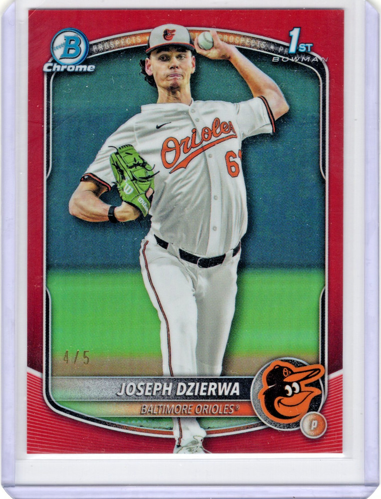 2025 Bowman Draft Chrome Joseph Dzierwa Bowman 1st True Red Refractor /5 Orioles