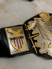 Awa Lawler heavyweight championship belt,4mm Zinc ,Dual plated, Leather strap
