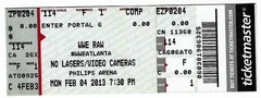 World Wrestling Entertainment 2/4/13 Atlanta Monday Night RAW WWE Rare Ticket!