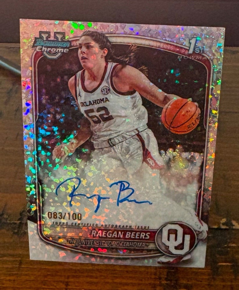2025-26 Topps Bowman Chrome U Auto Raegan Beers 1st Mini Diamond 5/100 CG47