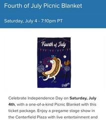 DODGERS PICNIC DODGER DOG 🌭 SGA BLANKET NEW 7/4/2026