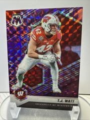 🔥T.J. Watt #17 2022 Panini Mosaic Draft Picks Purple Prizm 2/49 Wisconsin🔥