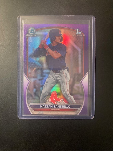 2023 Bowman Draft Chrome Nazzan Zanetello 1st Purple Refractor Rookie RC #BDC-3