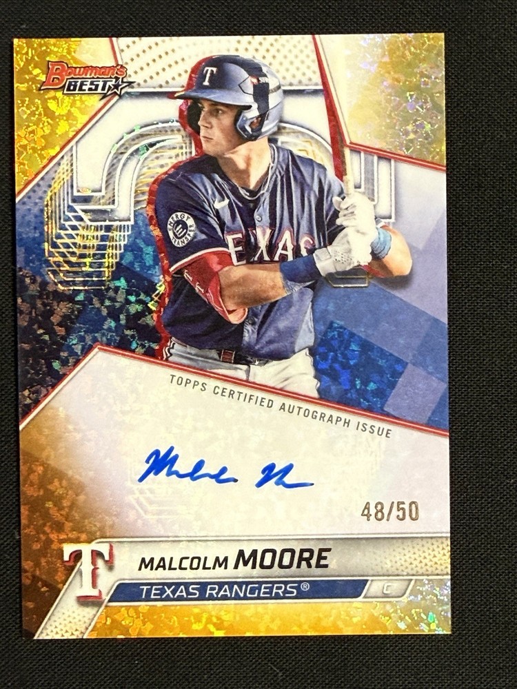 2025 Bowman&rsquo;s Best Malcolm Moore Auto Gold Mini Diamond Refractor #48/50 Rangers