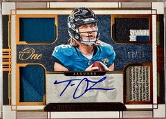 TREVOR LAWRENCE 2023 PANINI ONE #57 QUAD PATCH Landry Tag AUTO 17/25 JAGUARS