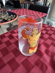 Vintage 1985 WWF Hulk Hogan Hulkamania Collector Glass Titan Wrestling Cup WWE
