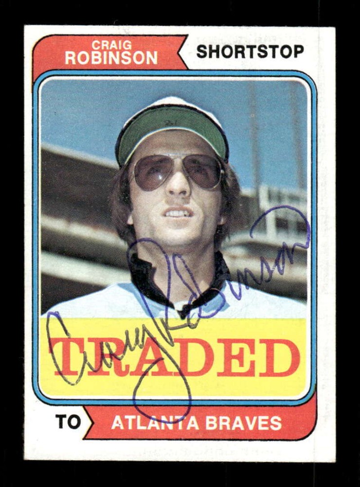 1974 Topps Atlanta Braves 23T Craig Robinson Signed Auto Autograph 06 BXCP38