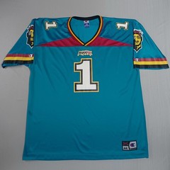 Vintage Champion XFL Memphis Maniax Jersey Mens 44 Large Teal Y2K
