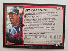 2001 Bowman #89 Juan Gonzalez Cleveland Indians