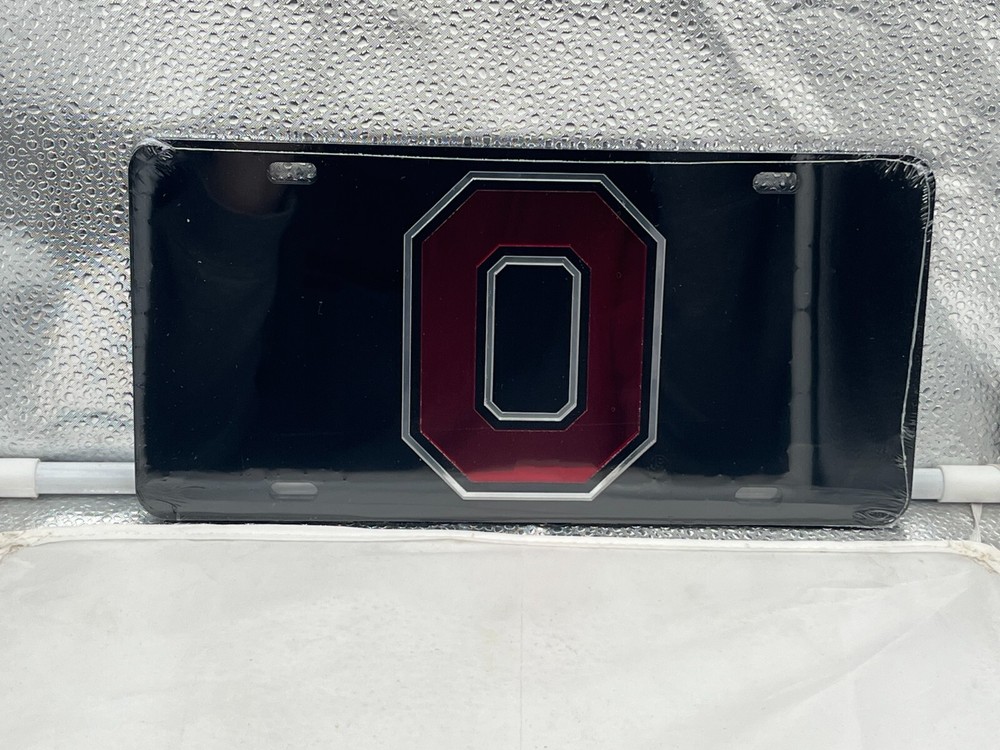 Ohio State Buckeyes NCAA Black Mirrored Laser Cut License Plate Craftique