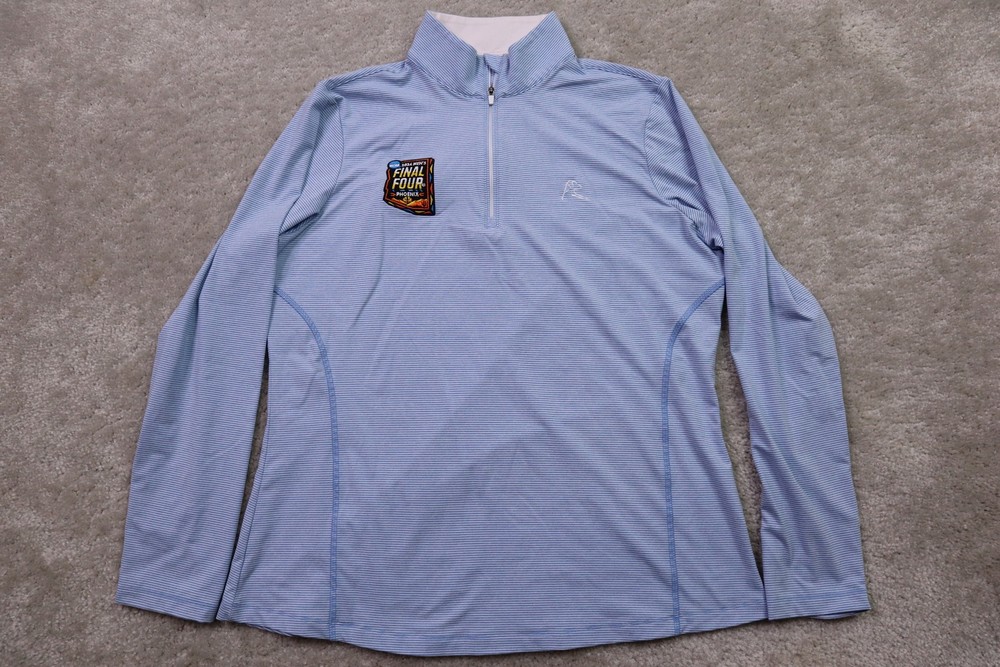 Rhoback Shirt Womens Large 2024 NCAA Final Four Phoenix Quarter Zip Blue Stripe