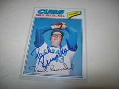 1977 TOPPS RC PAUL REUSCHEL AUTOGRAPH SIGNED AUTO #333 CHICAGO CUBS