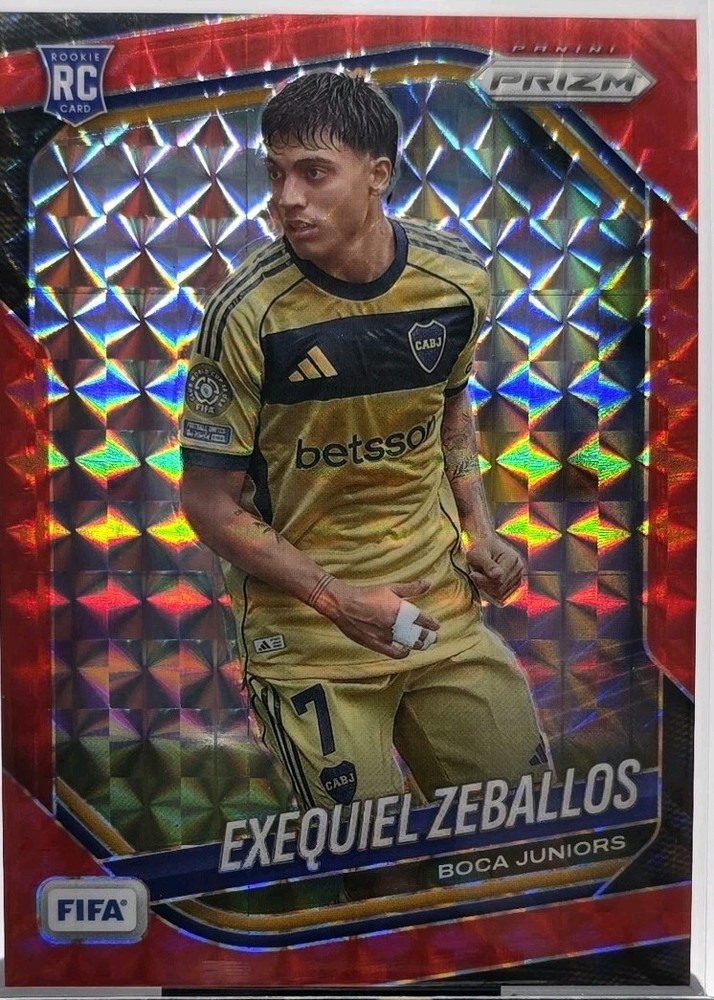 2025-26 Panini Prizm FIFA Exequiel Zeballos Red Mosaic Prizm #174 RC