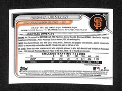 2024 Bowman Draft – Dakota Jordan Chrome 1st Bowman #BDC-71 Giants