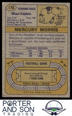 Mercury Morris 1974 Topps #170 Miami Dolphins Vintage Football Card
