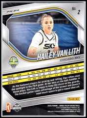 2025 Panini Prizm WNBA #2 Hailey Van Lith White Seismic Prizms Chicago Sky