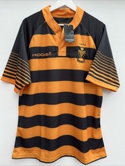 Cornwall Rugby Shirt Kooga Mens Large CRFU Black Yellow Striped BNWT