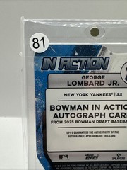 2025 Bowman Draft – Bowman in Action Autographs George Lombard Jr. Gold /50