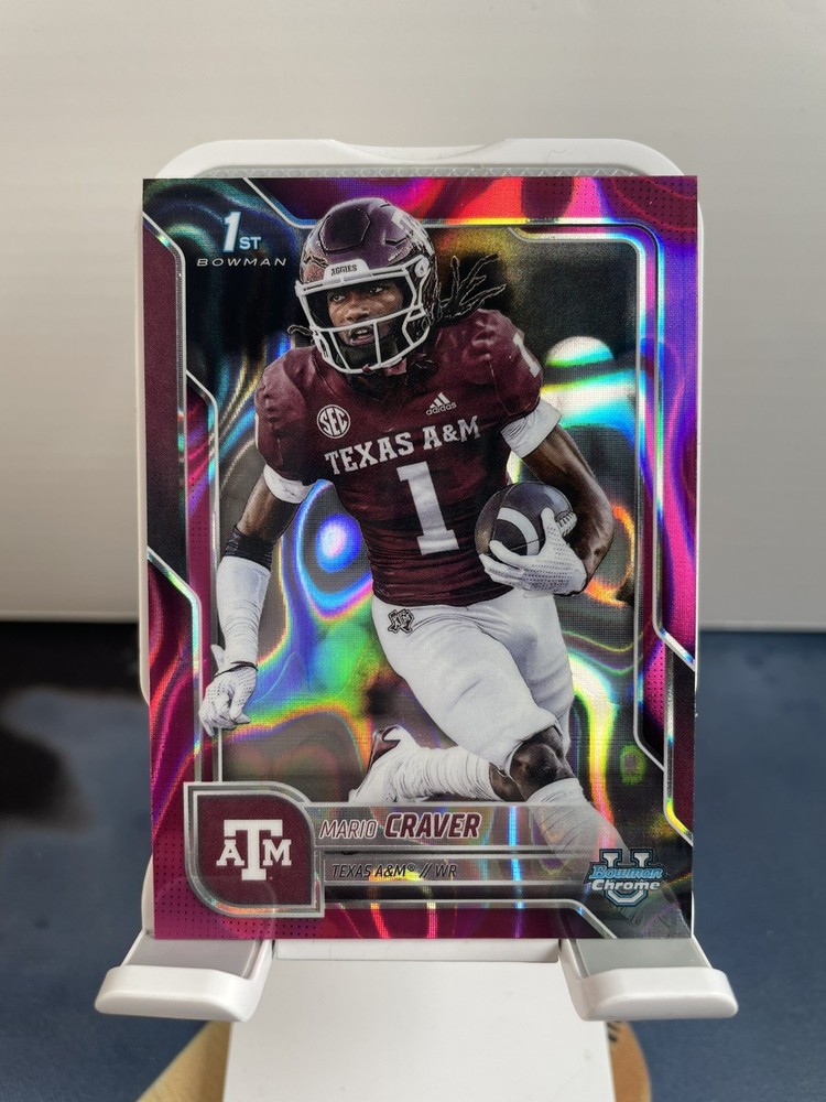 Mario Craver 2025 Bowman U Chrome #165 1st Pink Lava Texas A&M