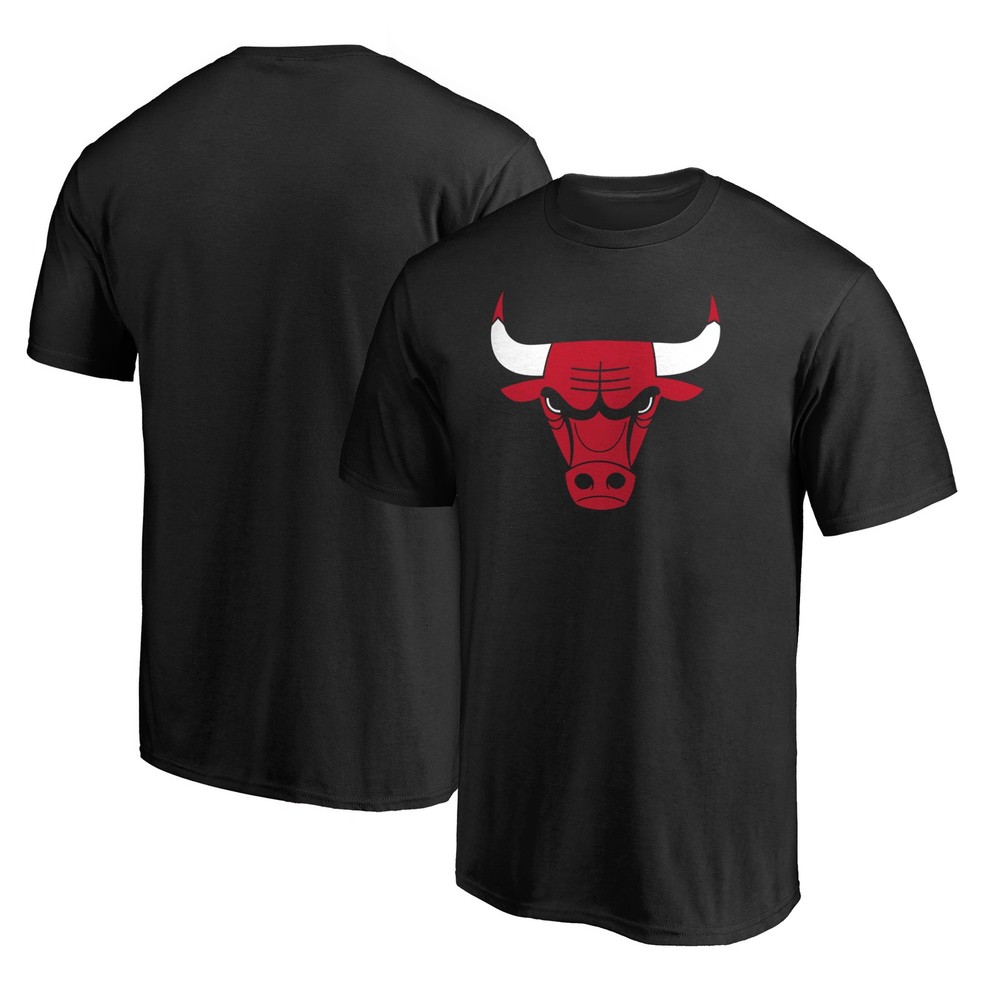 Men&rsquo;s Black Chicago Bulls Primary Mascot Logo T-Shirt