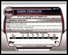 2023 Bowman Draft #BDC-110 Sabin Ceballos Chrome