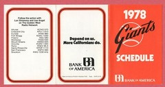 MLB BASEBALL 1978 SAN FRANCISCO GIANTS pocket schedule BANK OF AMERICA