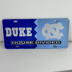 **NEW** House Divided Duke / North Carolina Logo Blue Laser License Plate Mirror