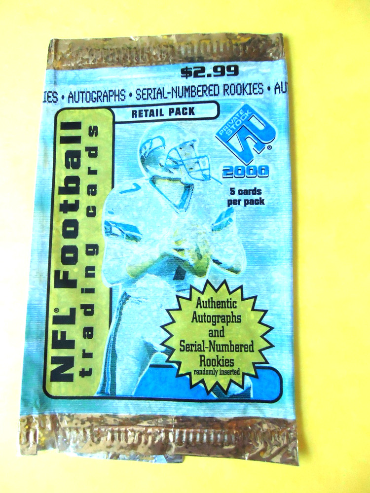 2000 Pacific Private Stock Football empty card wrapper – Retail – 5 cards