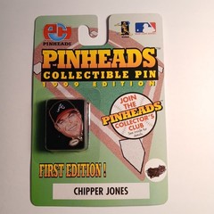 MLB Players Choice Chipper Jones Pinheads Collectible Pin 1999 Edition.