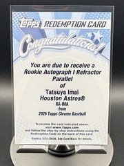 2026 Topps Chrome Tatsuya Imai Rookie Refractor Auto RC /499 Redemption Astros