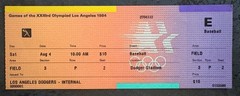 1984 XXIII Summer Olympics Full Baseball Ticket from LA, Boudreau autograph