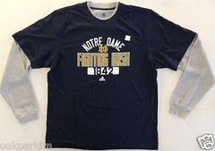 Notre Dame Adidas 1842 Fighting Irish 2fer Layered Tee Shirt M & L – New!