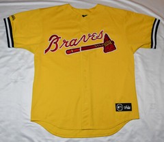 Majestic Street Fashion Retail Atlanta Braves Yellow Jersey XLarge XL Navy Red