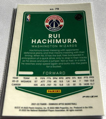 2021-22 Donruss Optic Basketball Rui Hachimura Wizards Blue Velocity Prizm #79