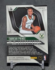 Taurean Prince Red Seismic /299 2024-25 Panini Prizm Basketball Card #136 Bucks