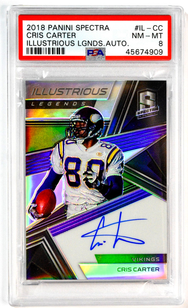 2018 Panini Spectra #IL-CC Cris Carter Illustrious Legends Auto /25 PSA 8 NM-MT